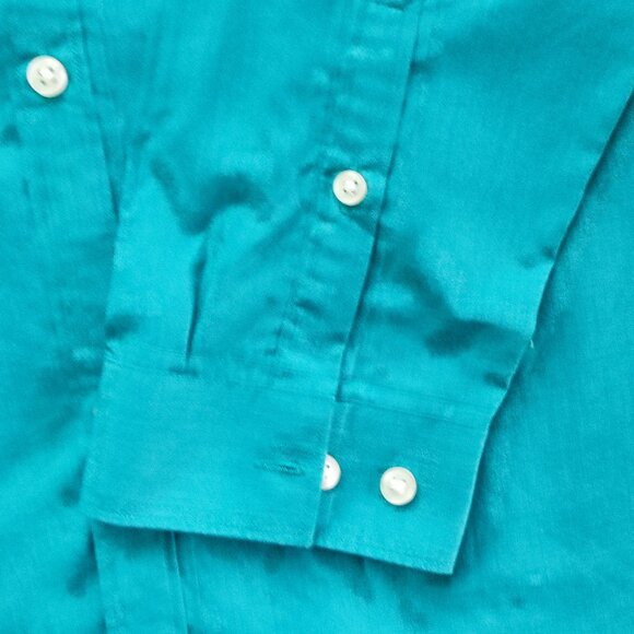 H&M slim fit dress shirt easy-iron teal men's size XL - Picture 6 of 6
